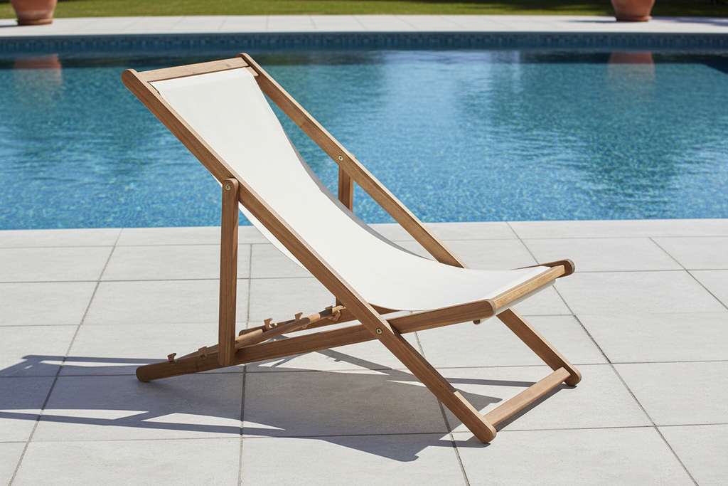 Doucezen Light Brown Wooden Chaise Lounge