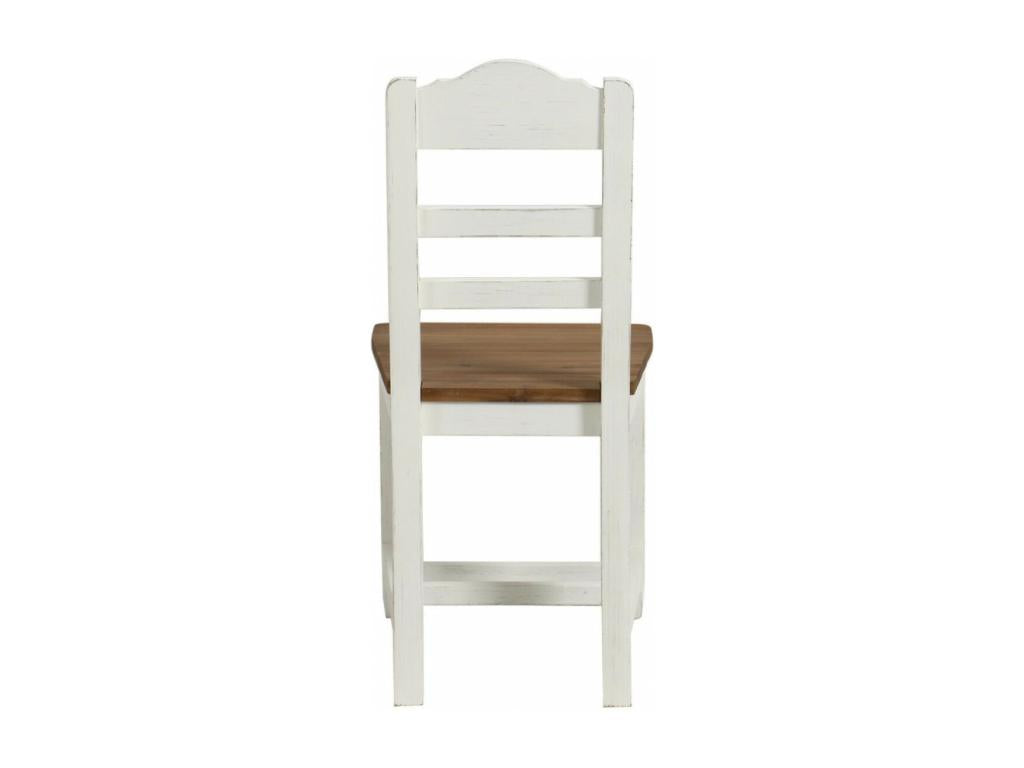 Set of 2 Wooden Chairs with Wooden Seats, Country Style, White - Doucezen
