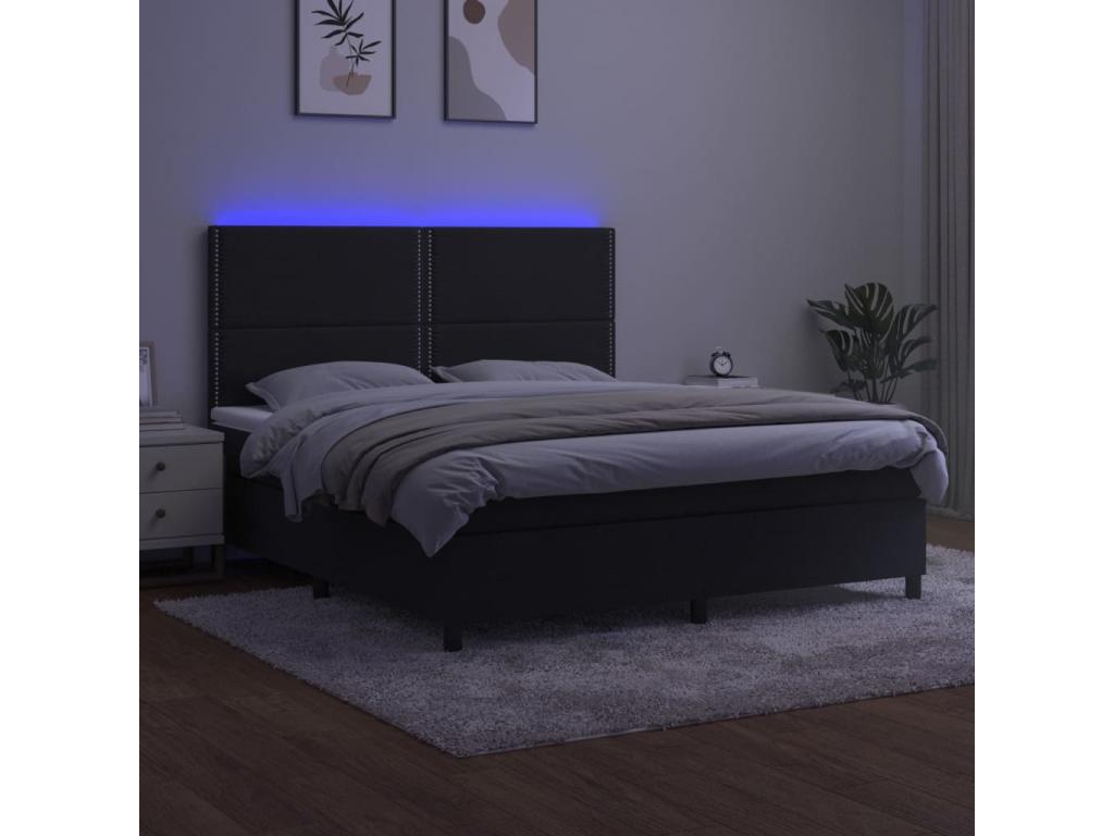 Doucezen bed base with mattress and LED, black, 180x200 cm