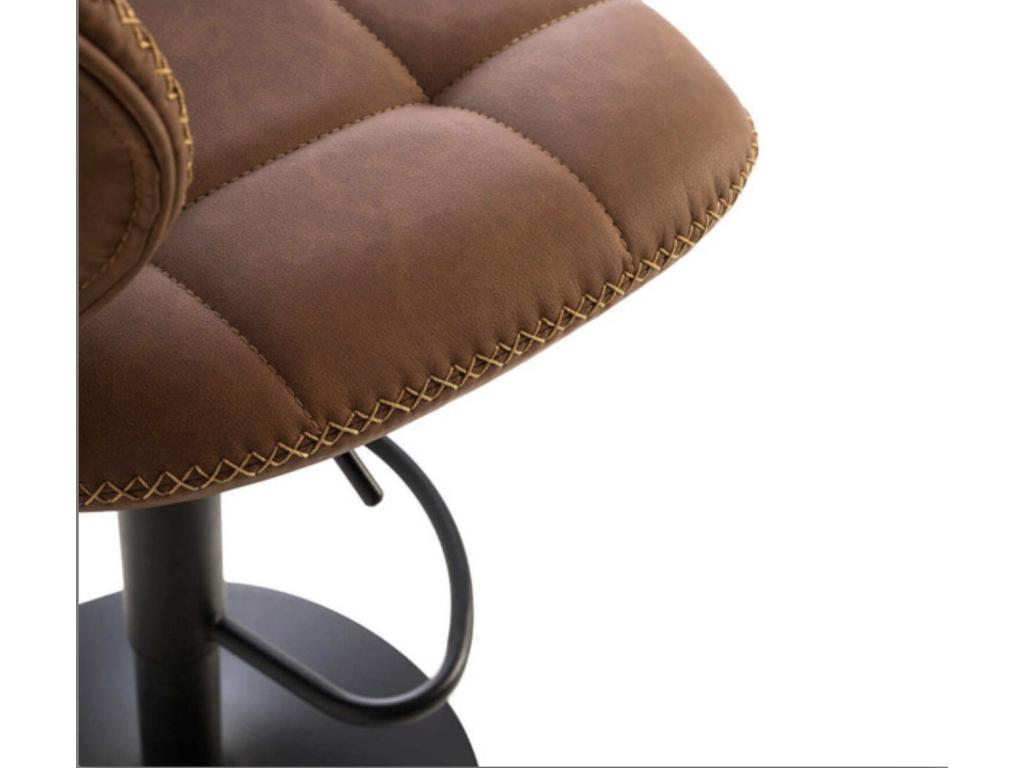 Meublita industrial bar stool, adjustable height and 360° swivel - Hazelnut brown