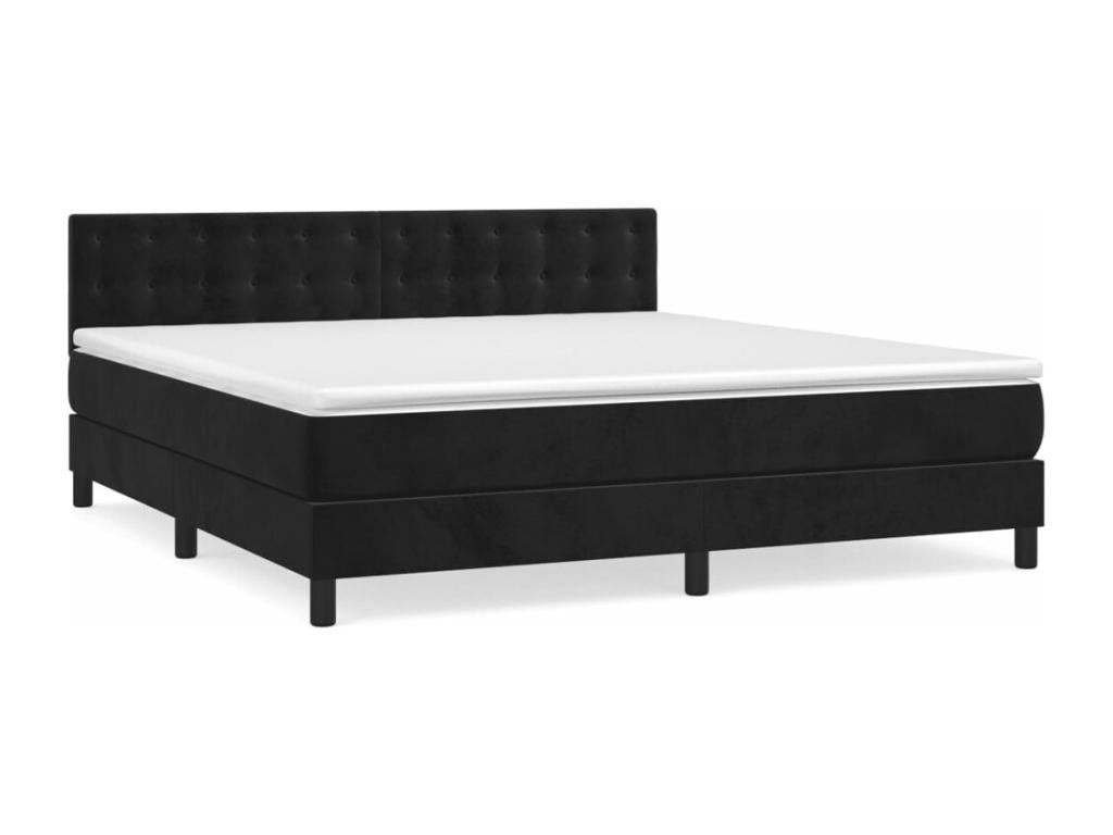 Doucezen bed base and mattress, black, 160x200 cm, velvet