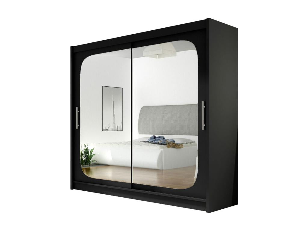 Doucezen 108 Black Wardrobe 215x180x58cm Sliding Wardrobe Doors