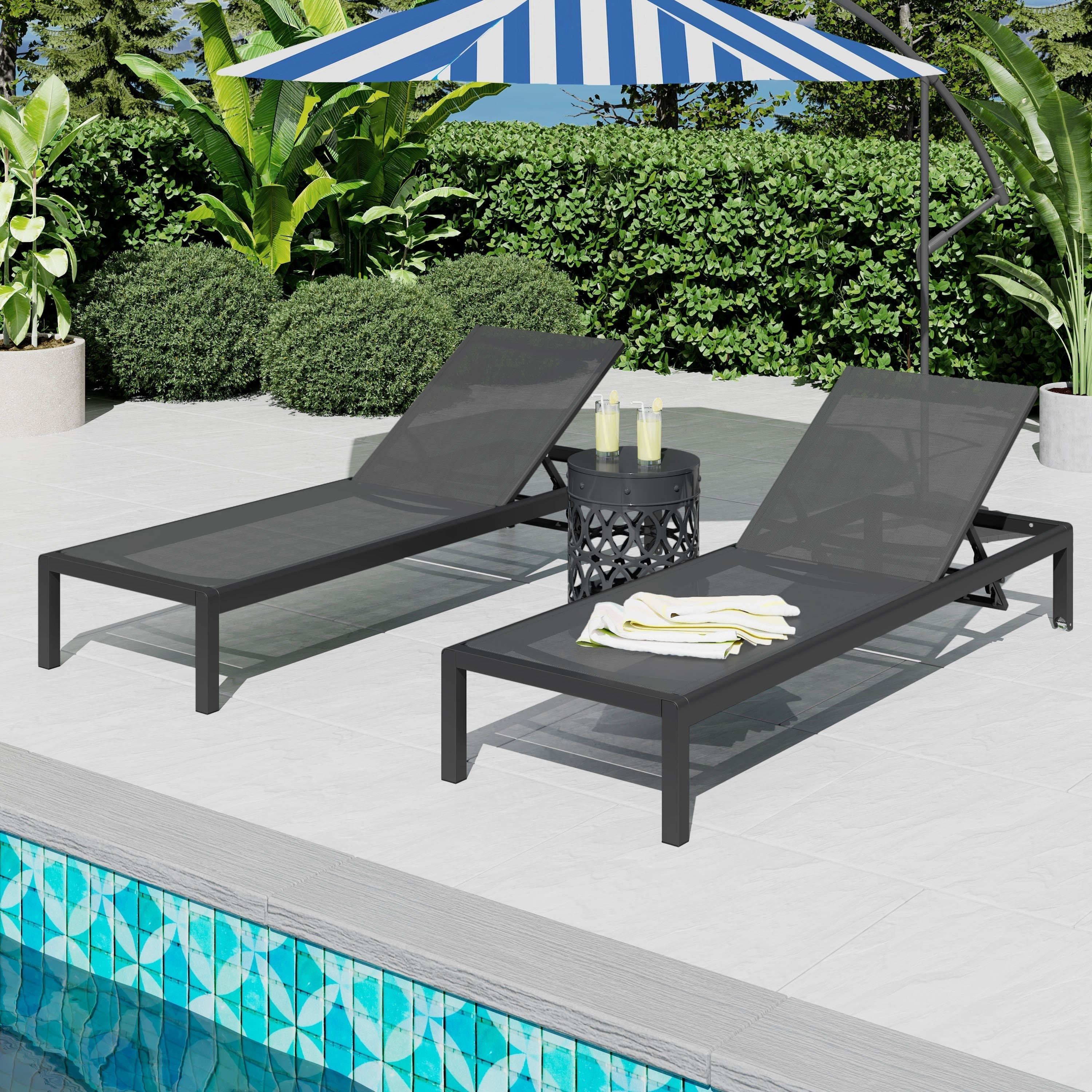 Cape Coral Outdoor Aluminum Chaise Lounge (Set of 2) by Christopher Knight Home - 77.56 D x 25.20 W x 11.80 H