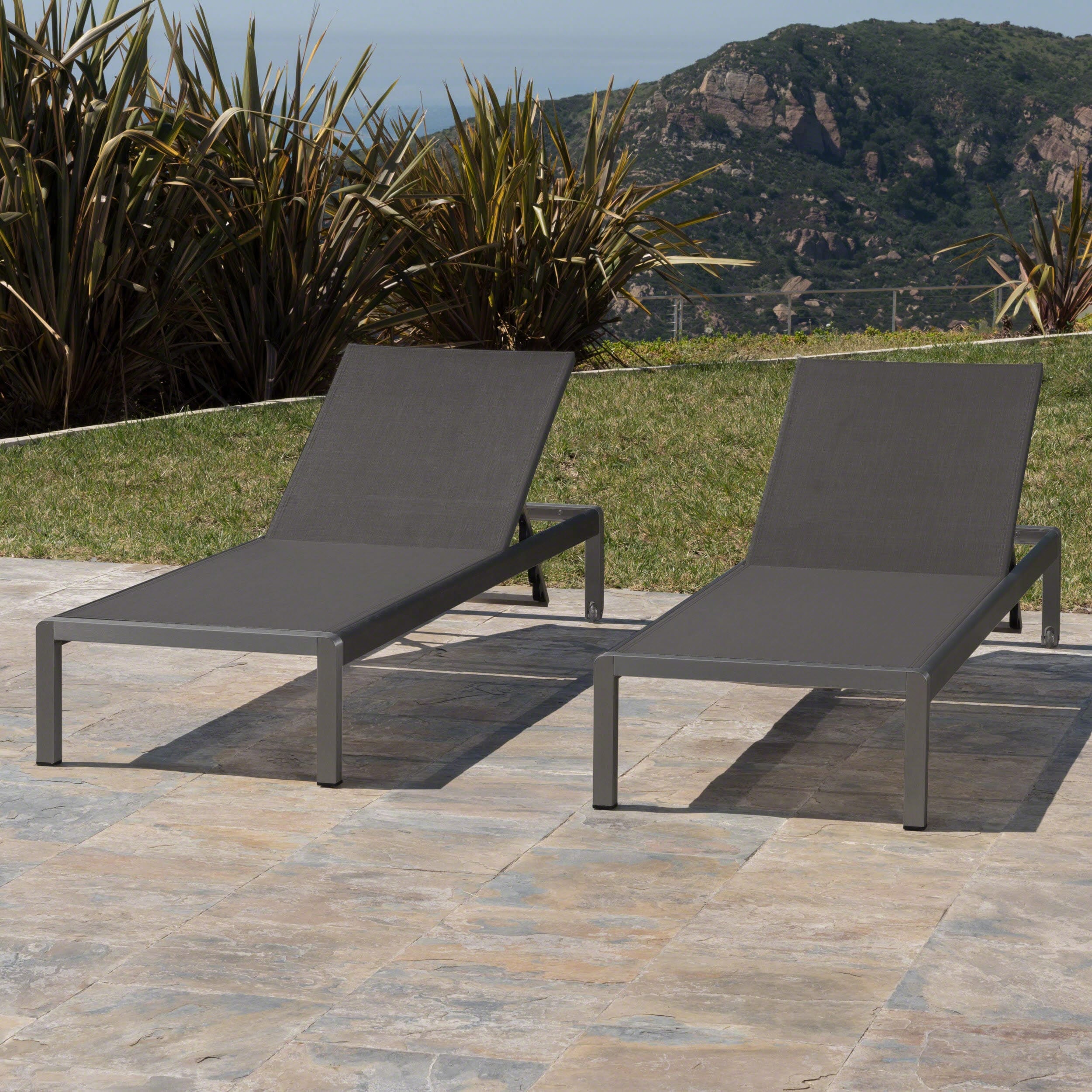 Cape Coral Outdoor Aluminum Chaise Lounge (Set of 2) by Christopher Knight Home - 77.56 D x 25.20 W x 11.80 H