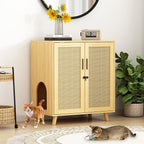 Cat Litter Box Enclosure Cat House Side Table Door Cabinet Bookcase