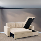 Convertible Reversible Sectional Sofa with Pull-Out Sleeper Bed, Hidden Storage Chaise, and Durable Legs