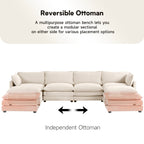 Corduroy Sectional Sofa with Removable Ottomans & Ultra-soft Cushions for Living Room & Bedroom