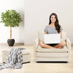 Corduroy Sectional Sofa with Removable Ottomans & Ultra-soft Cushions for Living Room & Bedroom