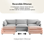 Corduroy Sectional Sofa with Removable Ottomans & Ultra-soft Cushions for Living Room & Bedroom