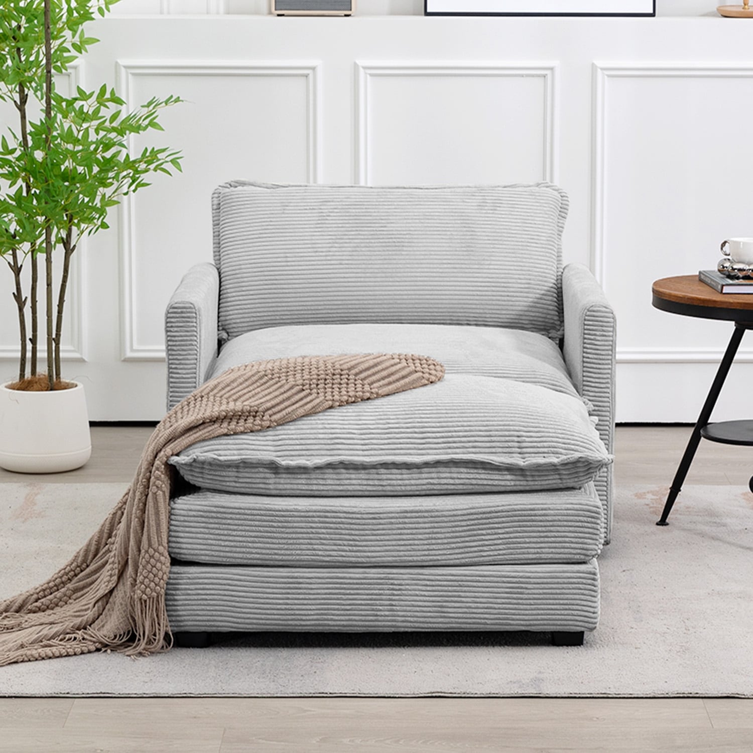 Corduroy Sectional Sofa with Removable Ottomans & Ultra-soft Cushions for Living Room & Bedroom