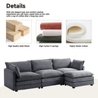 Corduroy Sectional Sofa with Removable Ottomans & Ultra-soft Cushions for Living Room & Bedroom