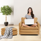 Corduroy Sectional Sofa with Removable Ottomans & Ultra-soft Cushions for Living Room & Bedroom