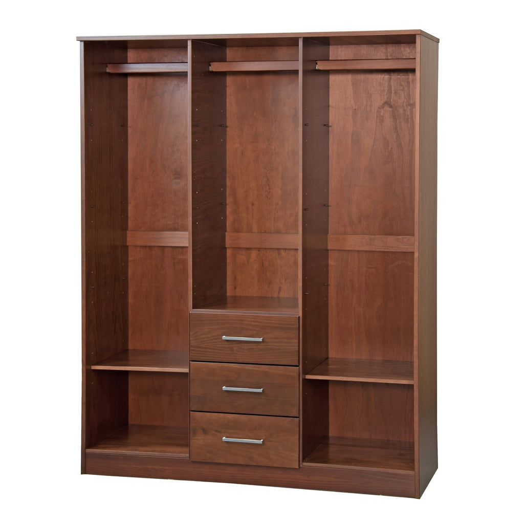 Palace Imports 100% Solid Wood Cosmo 3-Door Wardrobe Armoire with Solid Wood or Mirrored Doors