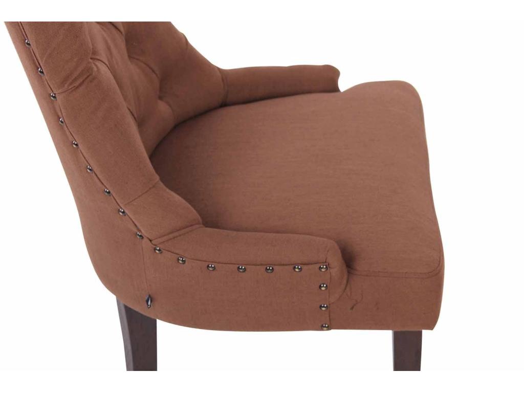 Set of 2 Dining Chairs - Fabric/Wood - Brown - Doucezen