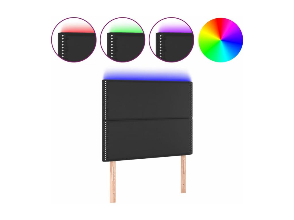 Black LED Headboard 90x5x118/128 cm Faux Leather