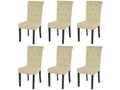 6x Doucezen II dining chair armchair with rivets, cream faux leather, dark legs