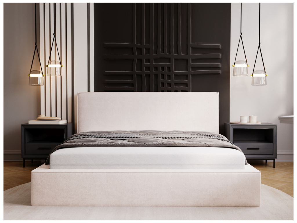 Upholstered bed with storage - 180x200 - double bed - velvet - cream - Doucezen