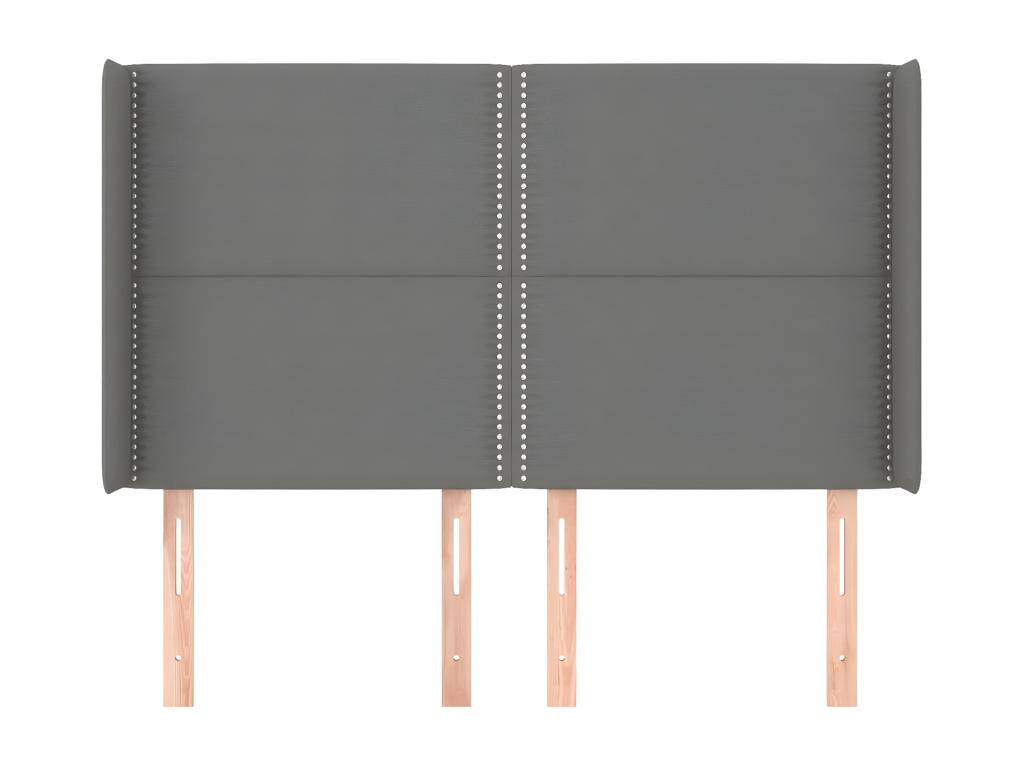 Headboard with wings, Dark Grey, 147x16x118/128 cm, Fabric