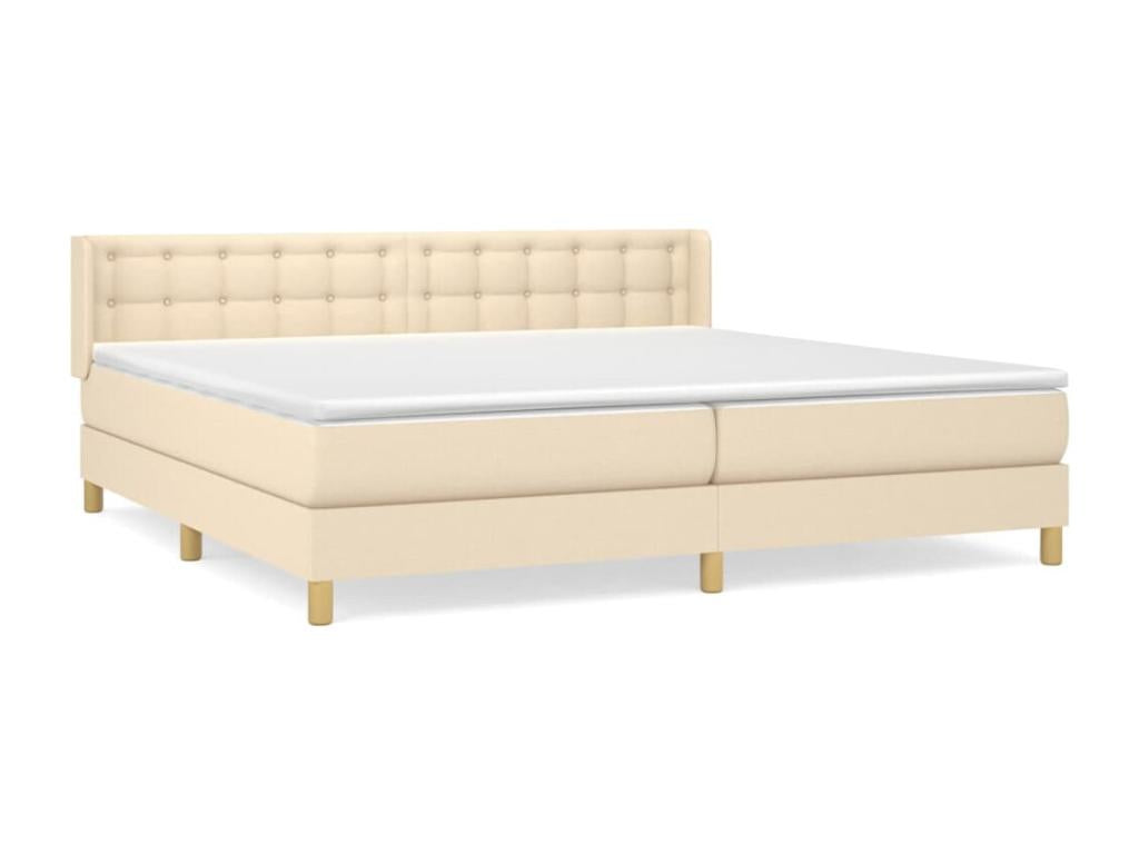 Upholstered bed base with mattress, Cream, 160x200 cm, Fabric