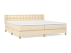 Upholstered bed base with mattress, Cream, 160x200 cm, Fabric