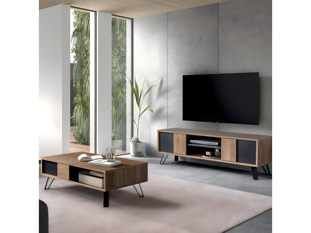 Doucezen - Living Room Set TV Stand Coffee Table Metal Base A