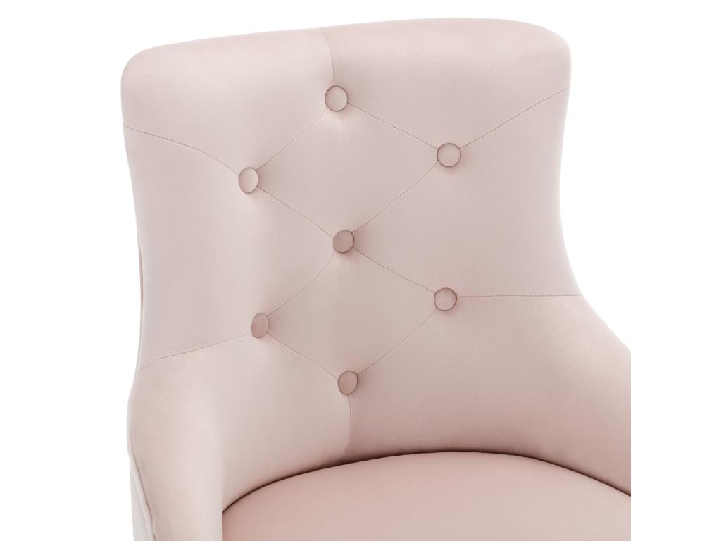 Set of 6 Velvet Upholstered Chairs with Cushions - Pink