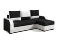 Doucezen 250cm reversible corner sofa bed in black fabric and white faux leather