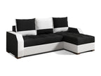 Doucezen 250cm reversible corner sofa bed in black fabric and white faux leather