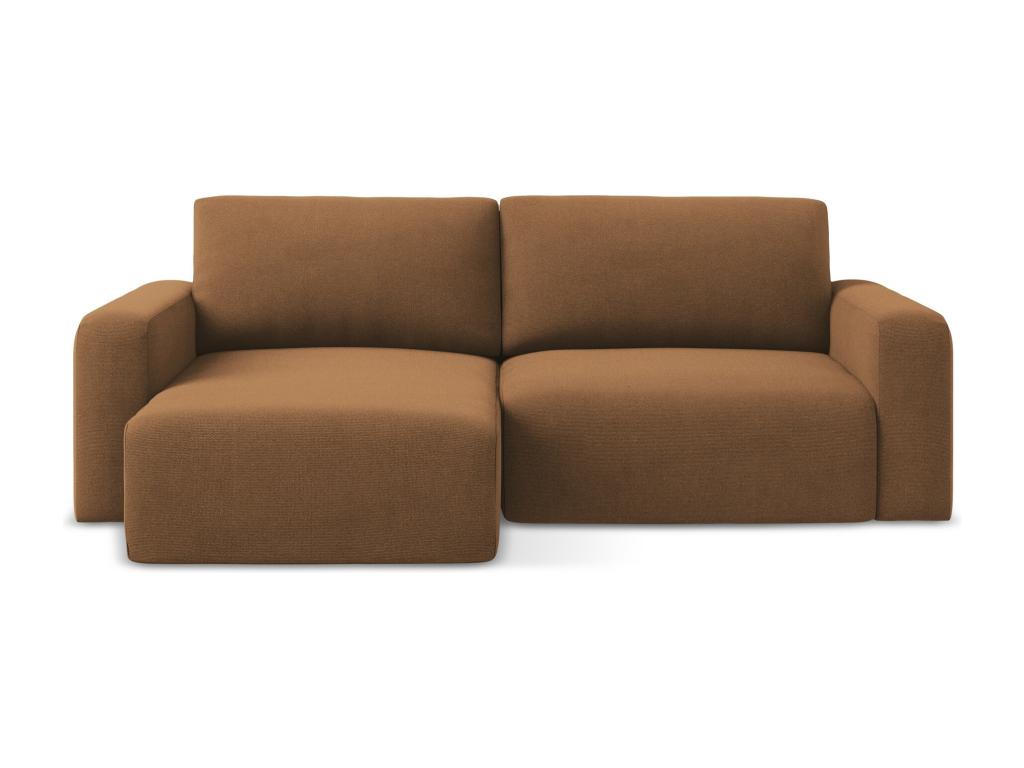 3-seater left-hand corner sofa bed in Strukturstoff - terracotta - Doucezen
