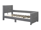 Single daybed 90x200 cm - with USB - linen fabric - Grey