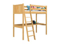 Wooden loft bed - with desk N04 Natural Pine 100x200