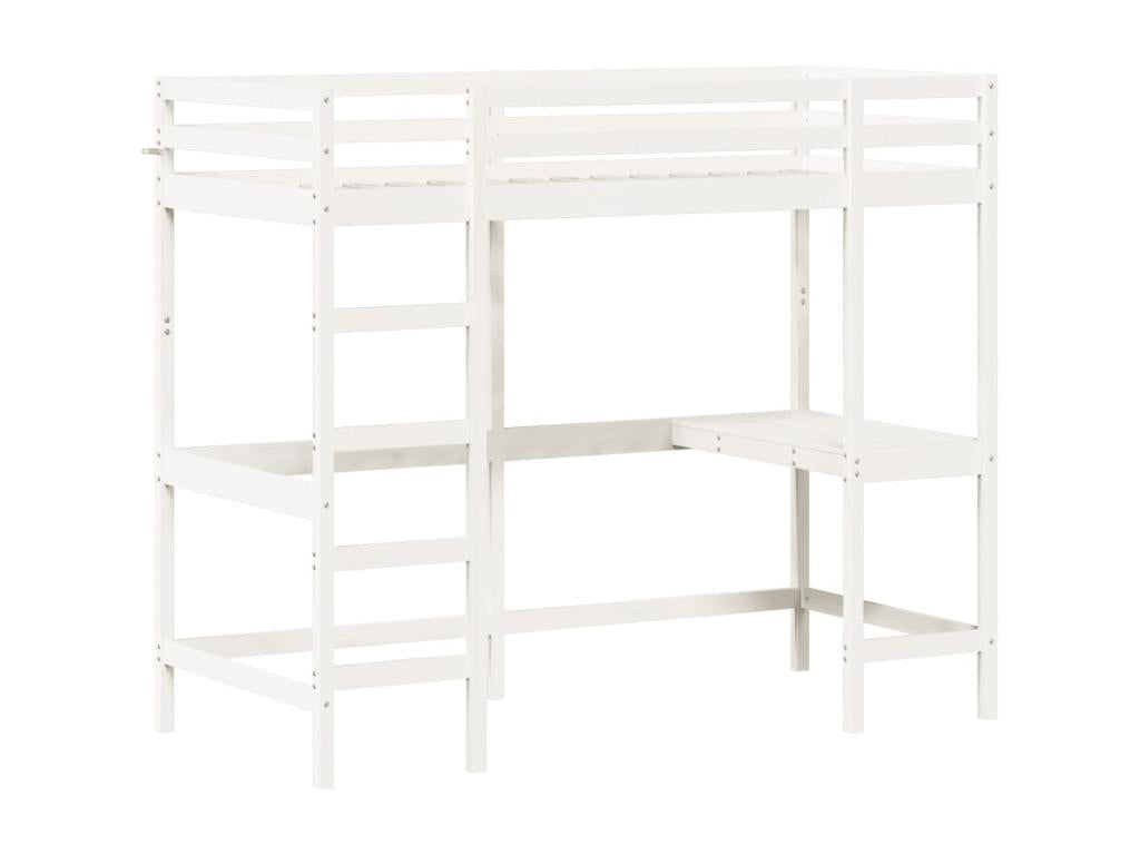 Bunk bed without mattress, white, 90x200 cm, solid pine wood