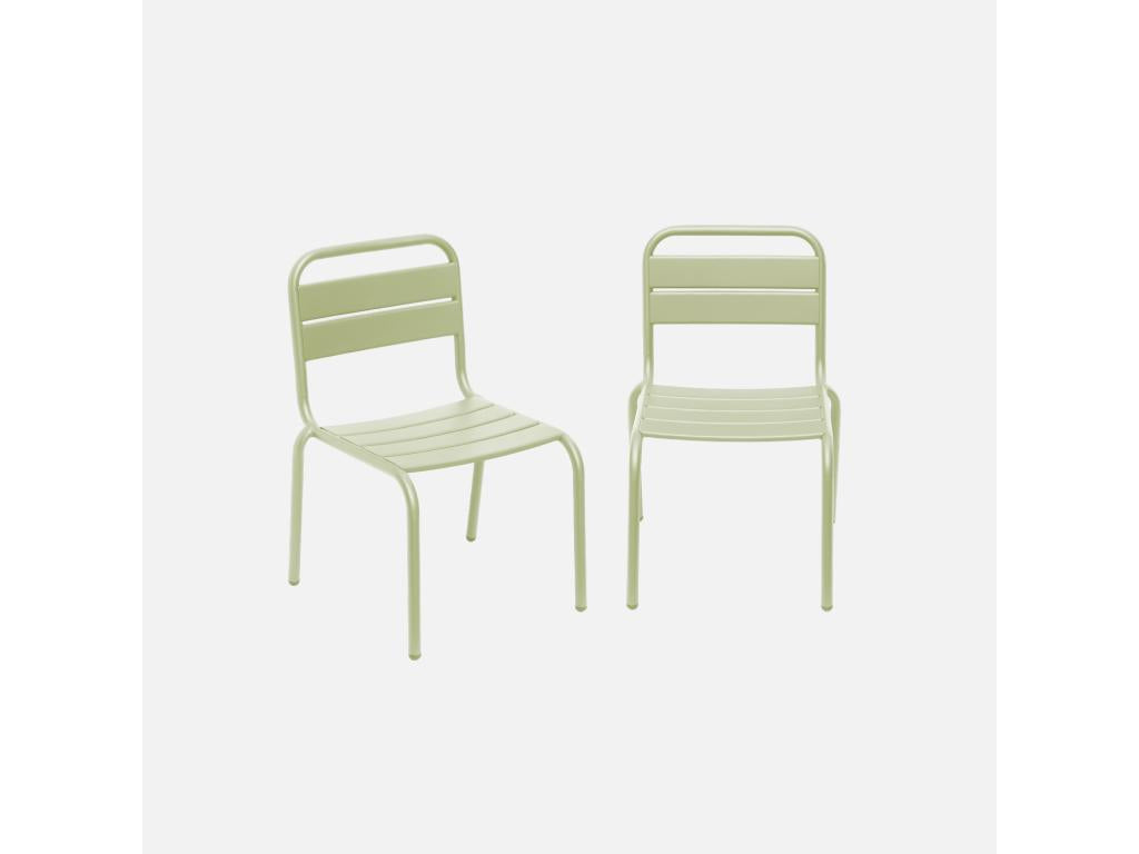Set of 2 light green metal children's chairs - children's garden furniture
