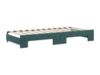 Daybed with pull-out bed and dark green 90x200cm velvet mattress