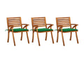 Garden dining chairs with cushions, 3 pieces, Doucezen solid wood
