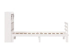 White 100x200 cm solid pine wood bookcase bed without mattress