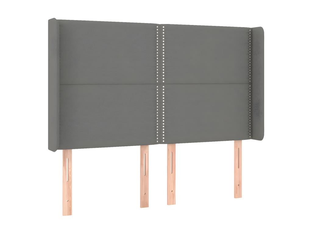 Headboard with wings, Dark Grey, 147x16x118/128 cm, Fabric