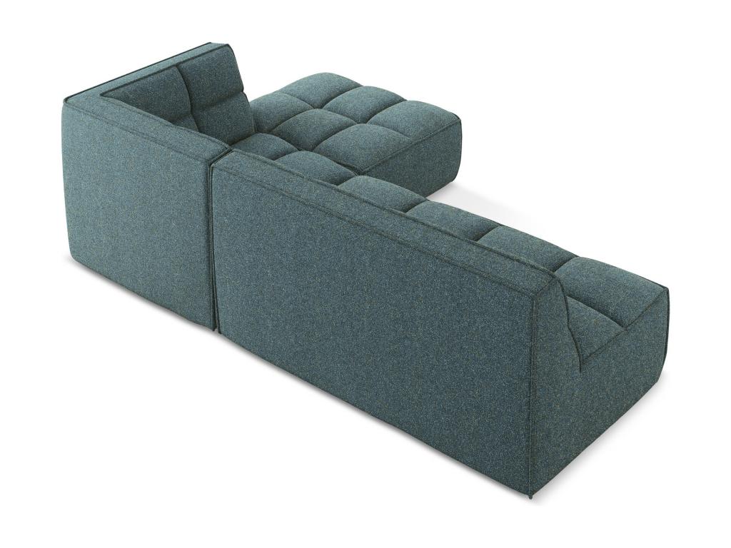 Modular 4-seater right-hand corner sofa in textured denim fabric - Doucezen