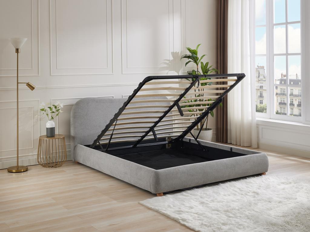 Storage bed 160x200 cm - Fabric - Light grey - Meublita