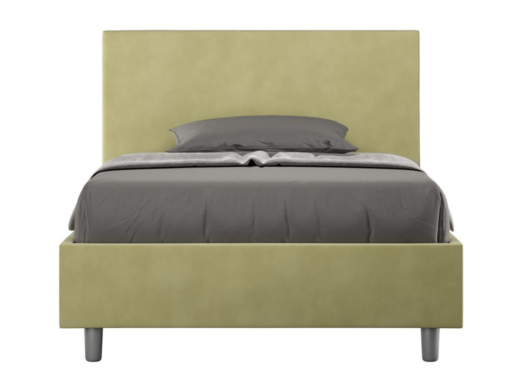 Doucezen 1.5-person bed with storage, upholstered 120x190cm green microfiber