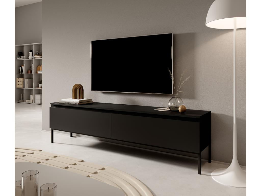 TV stand - 150 cm - black with black legs - Doucezen