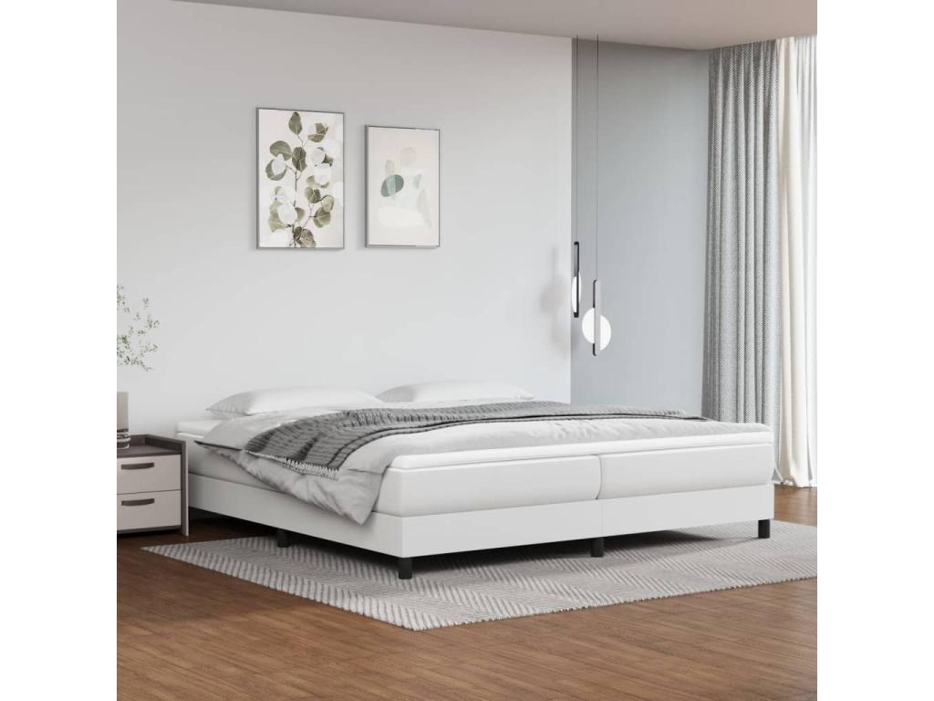 Doucezen bed base with white 200x200cm faux leather mattress