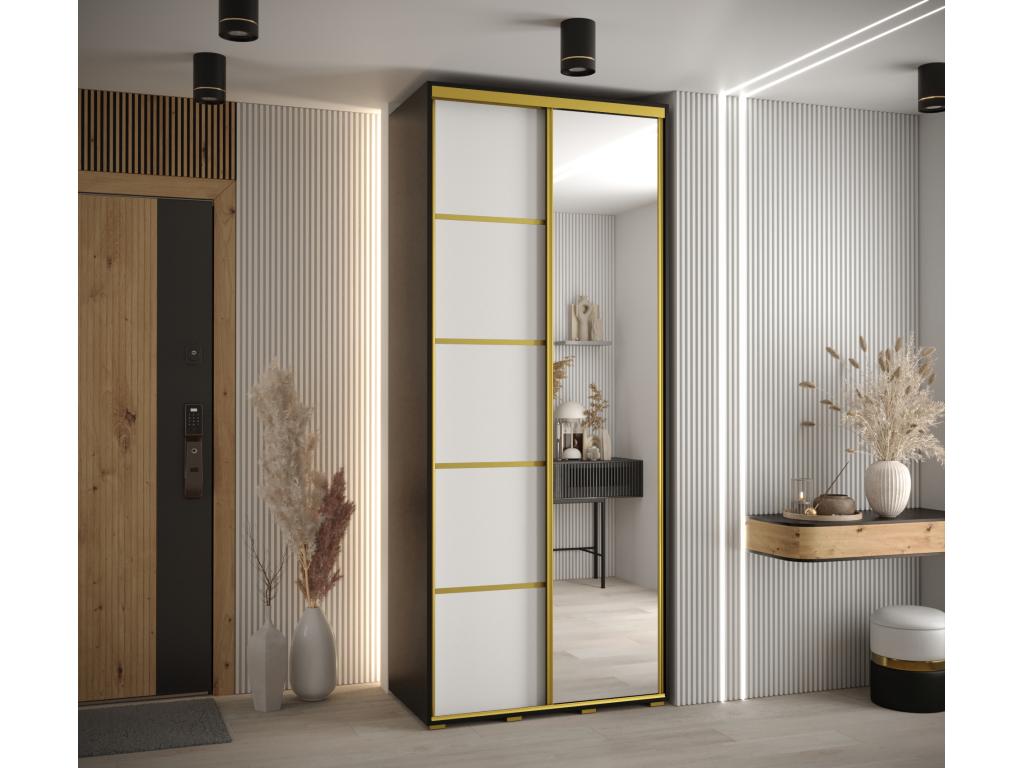 Doucezen 5 Sliding Door Wardrobe 235.2/110/45 2 Doors Black/White/Gold
