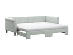 Daybed with pull-out bed and light grey 90x200cm velvet mattress