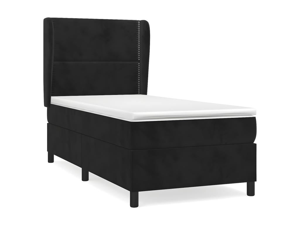 Upholstered bed base with black velvet mattress 100x200