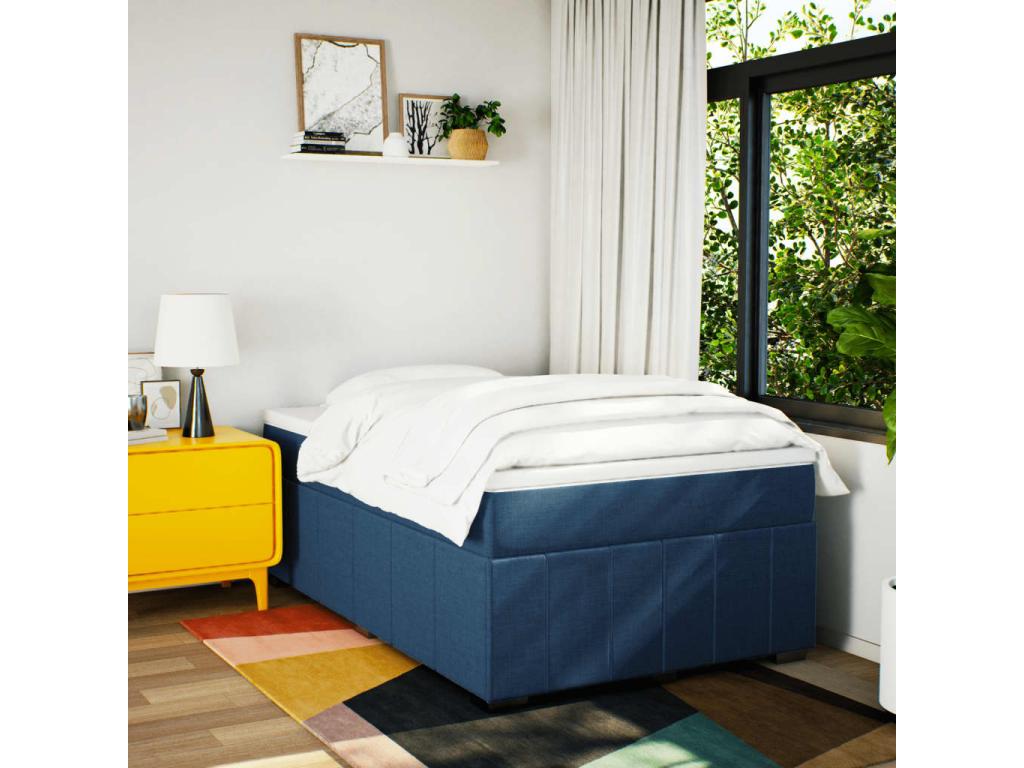 Doucezen bed base with blue mattress 120x200 cm fabric