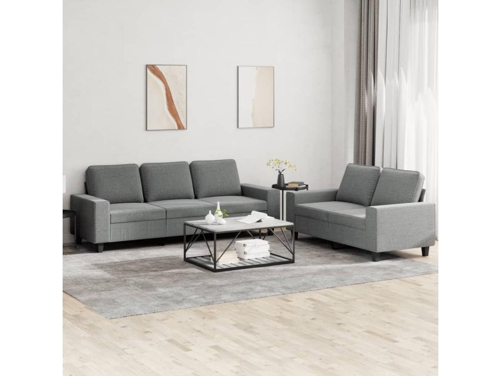 2-piece sofa set in dark grey fabric