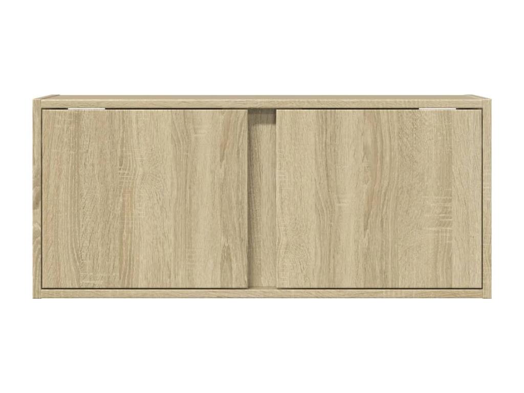 Wall-mounted TV unit with Doucezenères LED lighting, Doucezen oak finish, 80x31x35 cm
