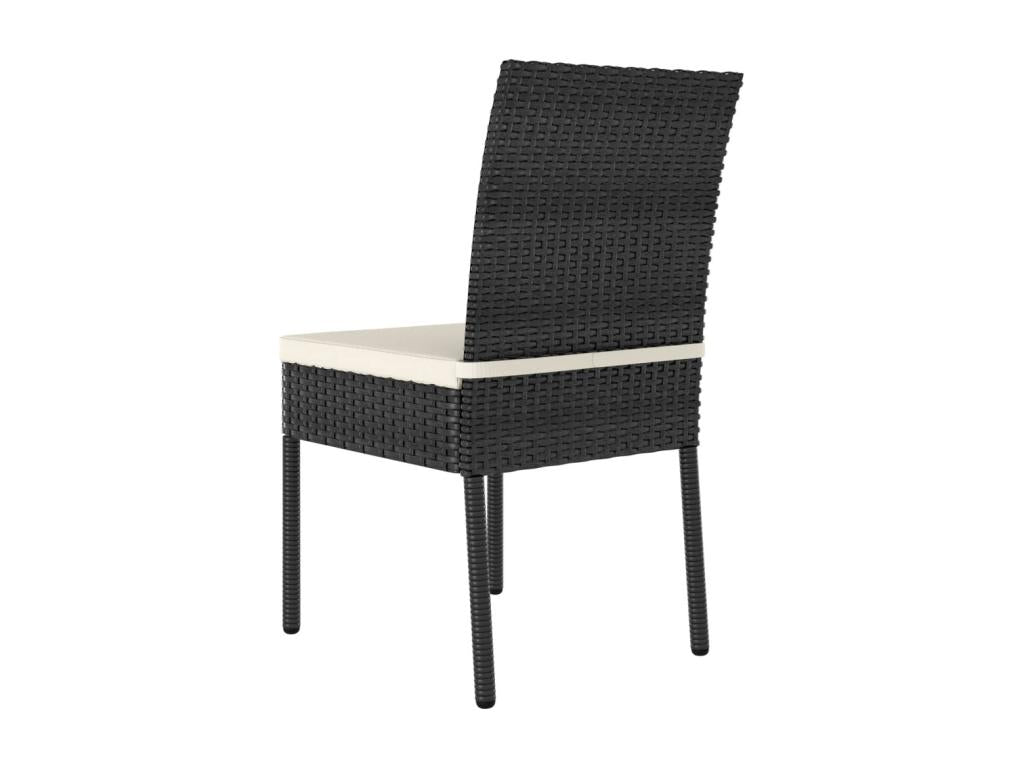 Set of 2 garden dining chairs, black wicker resin