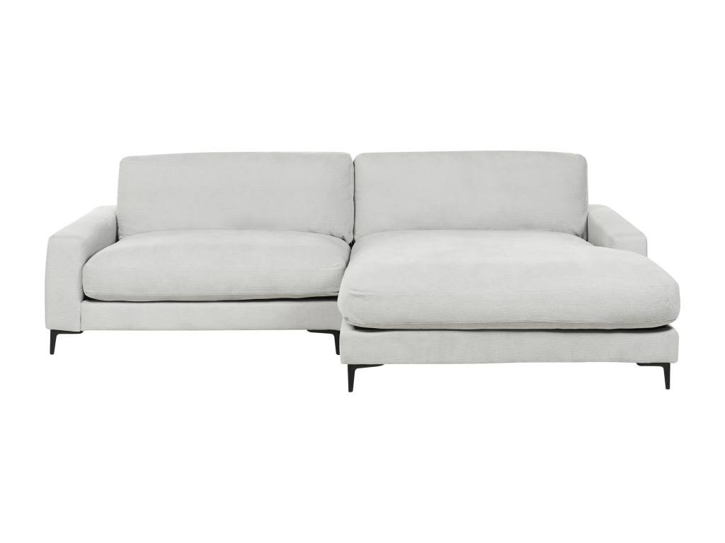 Doucezen 3-Seater Corner Sofa (Right-Hand Facing) with Washable Pillowcases and Chaise Longue in Light Grey Chenille Fabric